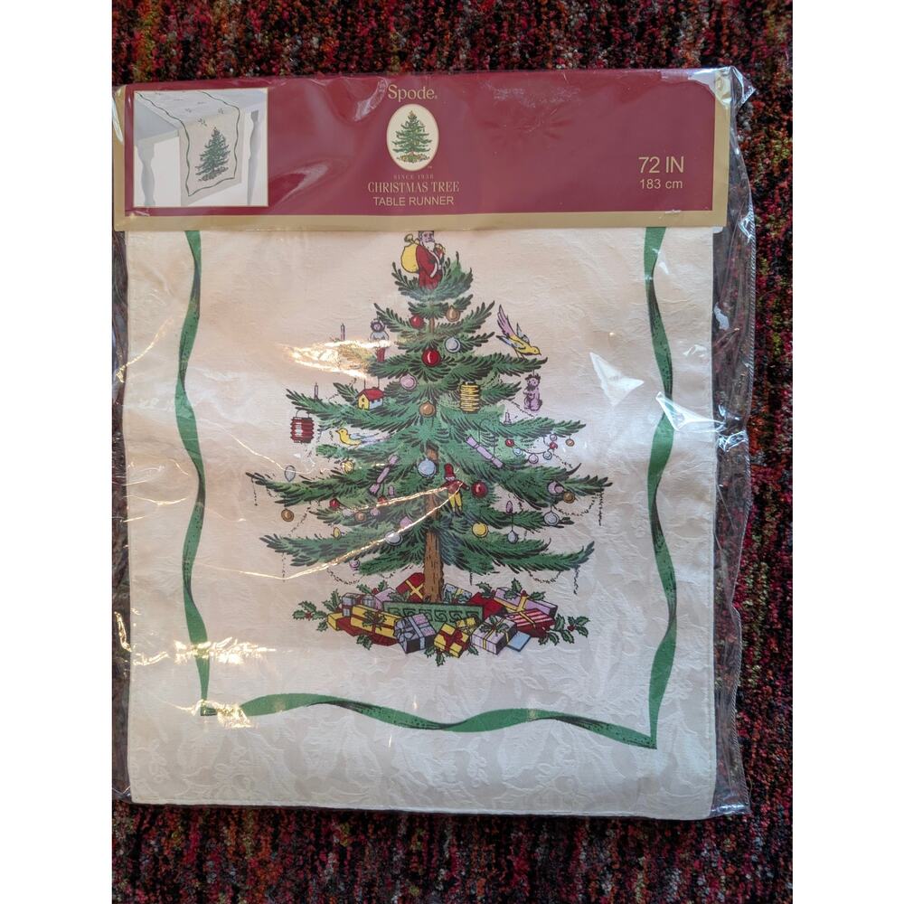 NWT Spode Christmas Tree Table Runner 14" x 72" Avanti Linens